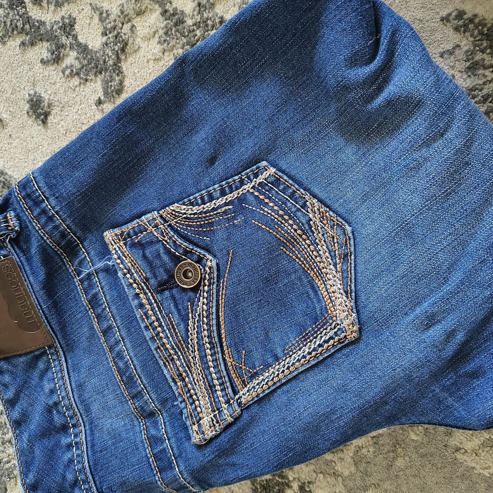 Maurices Blue Straight Leg Jeans with Contrast Stitching